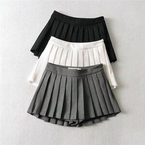 Zoki Sexy Women Pleated Skirts High Waist Summer Vintage Mini Skirts Korean
